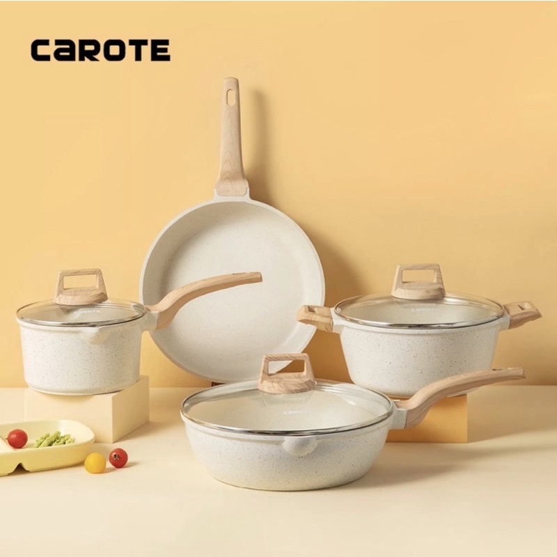 Carote Ice Cream Kuali 4 PCS SET (PO BISA SAMEDAY) Deep Frying Pan 28cm, Frypan 24cm, Sauce pan 18cm