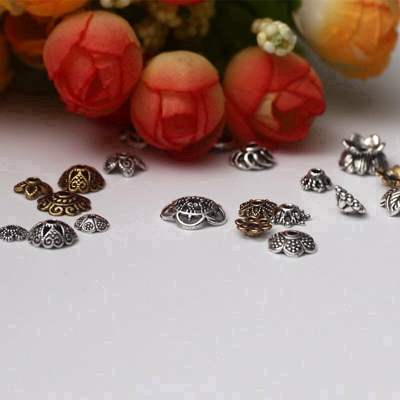 45g Wholesale Tibetan Silver Mixed Flower Shape Bead Caps For Jewelry Making (About 150 Pcs)