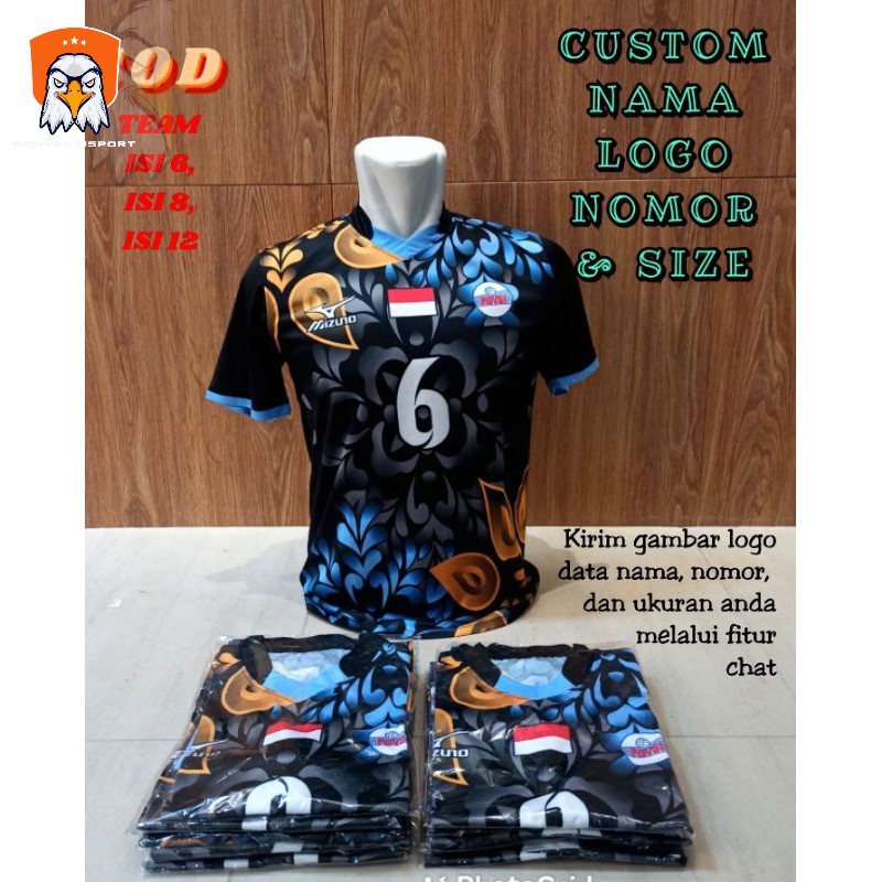 baju volly kaos olahraga jersey bola voli fullprinting team isi 6,8,12