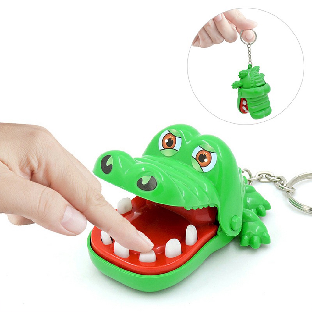 Gantungan Kunci Bite Hand Bentuk Mulut Buaya Ukuran Mini Mainan Anak