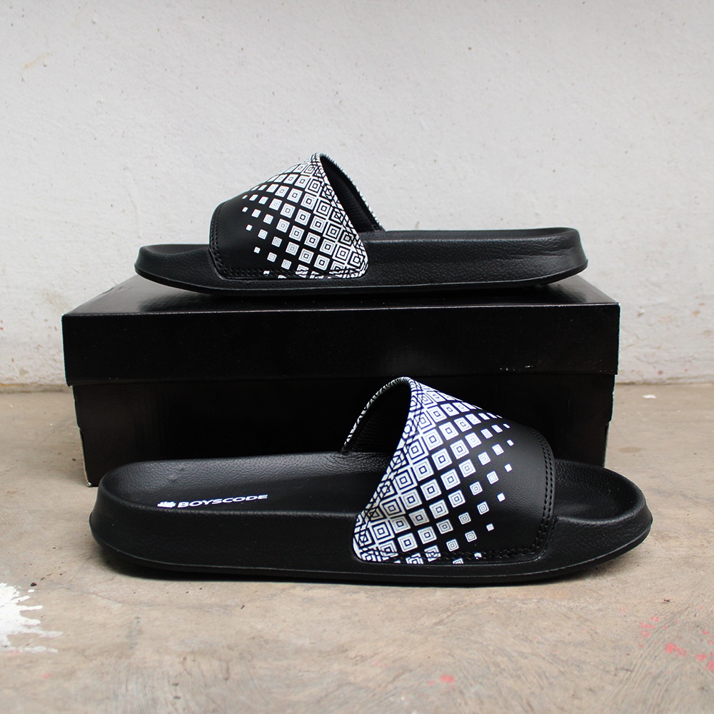 Sendal Selop Pria Distro Terbaru Boyscode Batik Yunani / Sendal Slide Pria / Sendal Slip On Pria