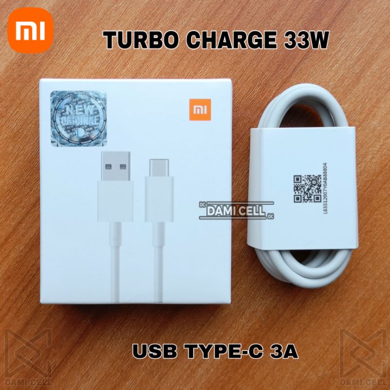 Kabel Data Cable Charge Xiaomi Turbo 3A USB Type C ORIGINAL