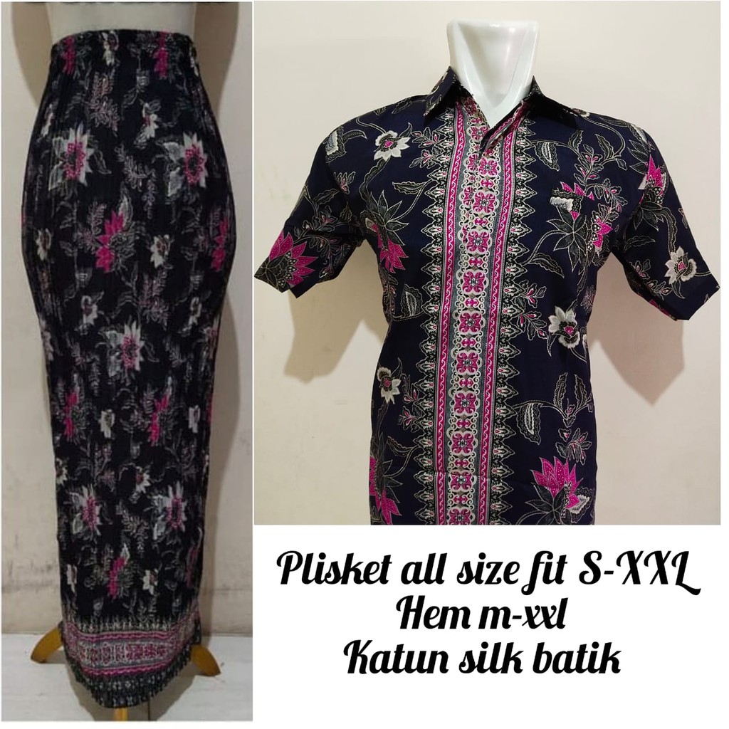 SB Collection Couple Rok Plisket Selani Maxi Panjang Jumbo Dan Kemeja Batik Pria