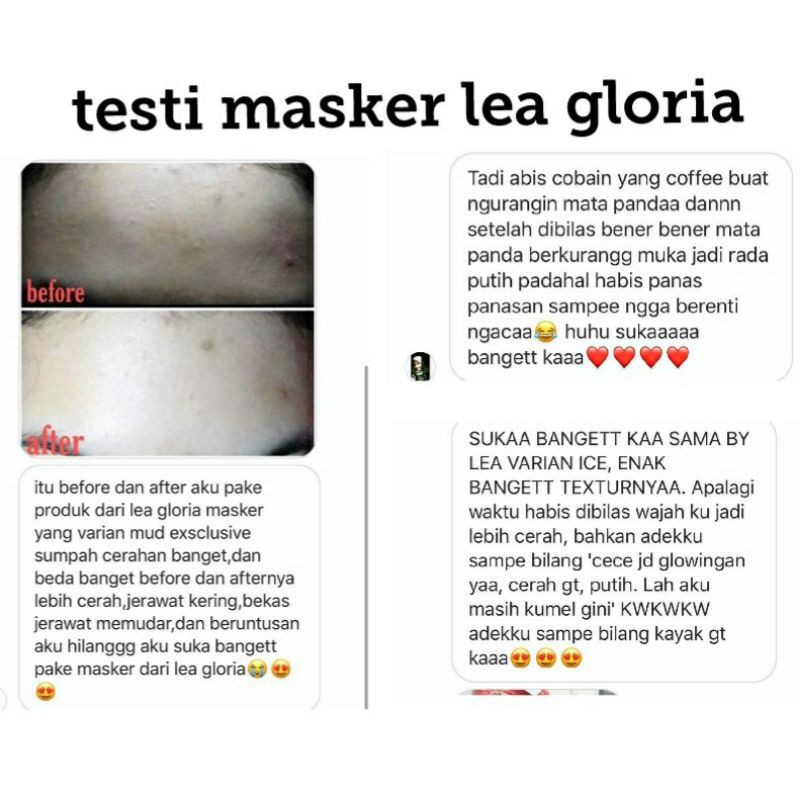 20GR [ BUY 2 GET 1 FREE GIFT ] Ready Stock Masker By Lea gloria 20GR BPOM ORIGINAL best seller viral