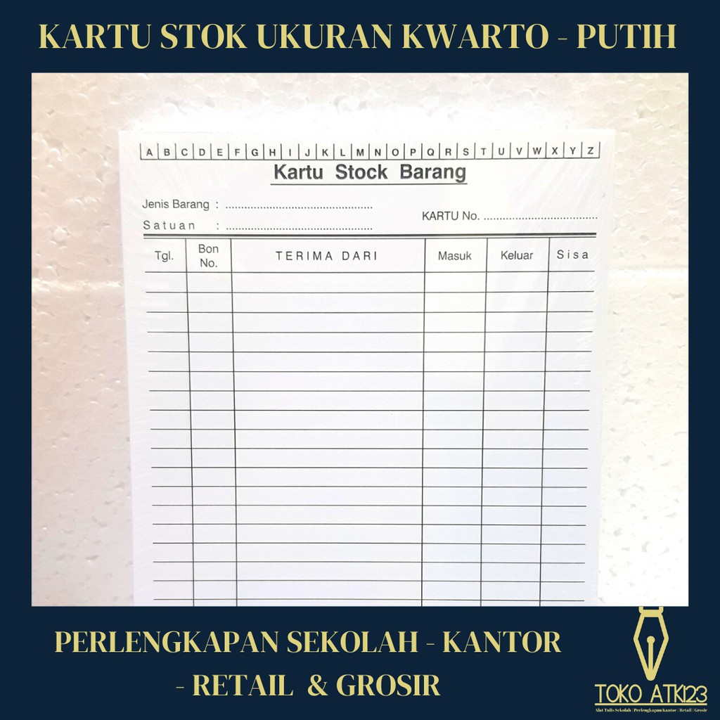 Kartu Stok Persediaan ukuran Kwarto - Putih