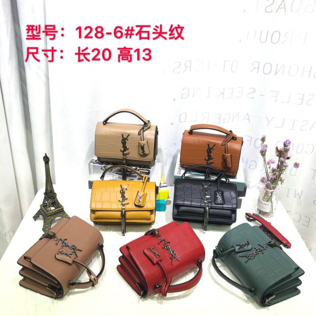 Tas ysl 128 tenteng rumbai croco uk 20x13 cm bahan kulit dove tas import wanita