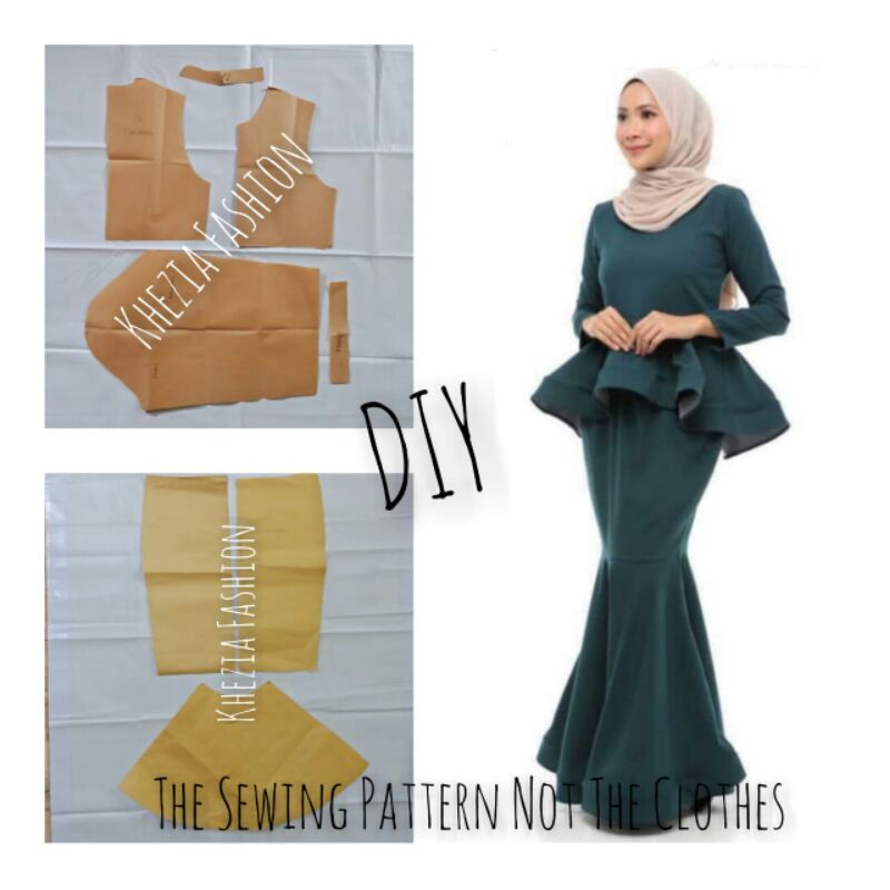 Pola Gamis Duyung Dewasa + Atasan Peplum