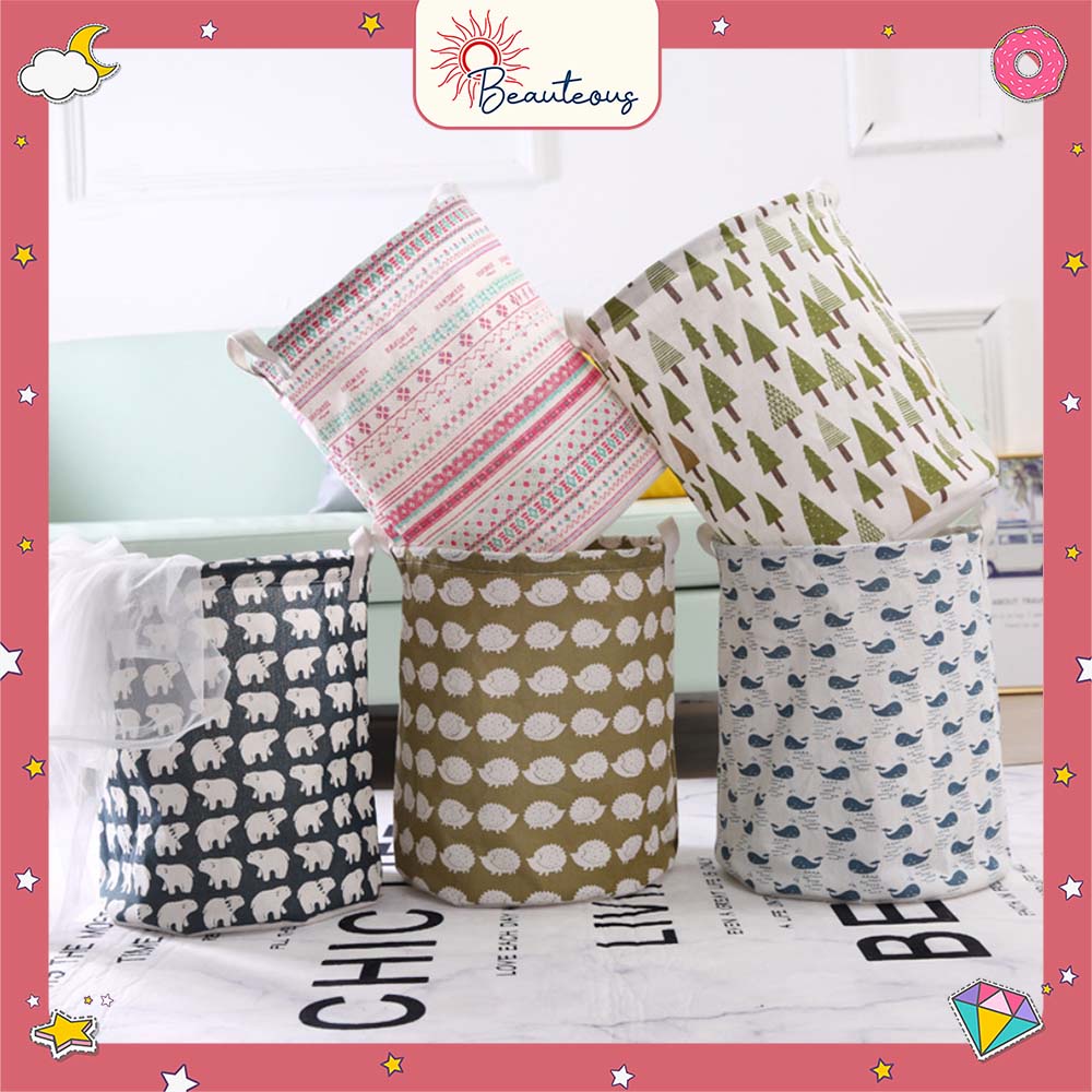 Keranjang Baju Kotor Laundry Bag Canvas Tempat Mainan Storage Box