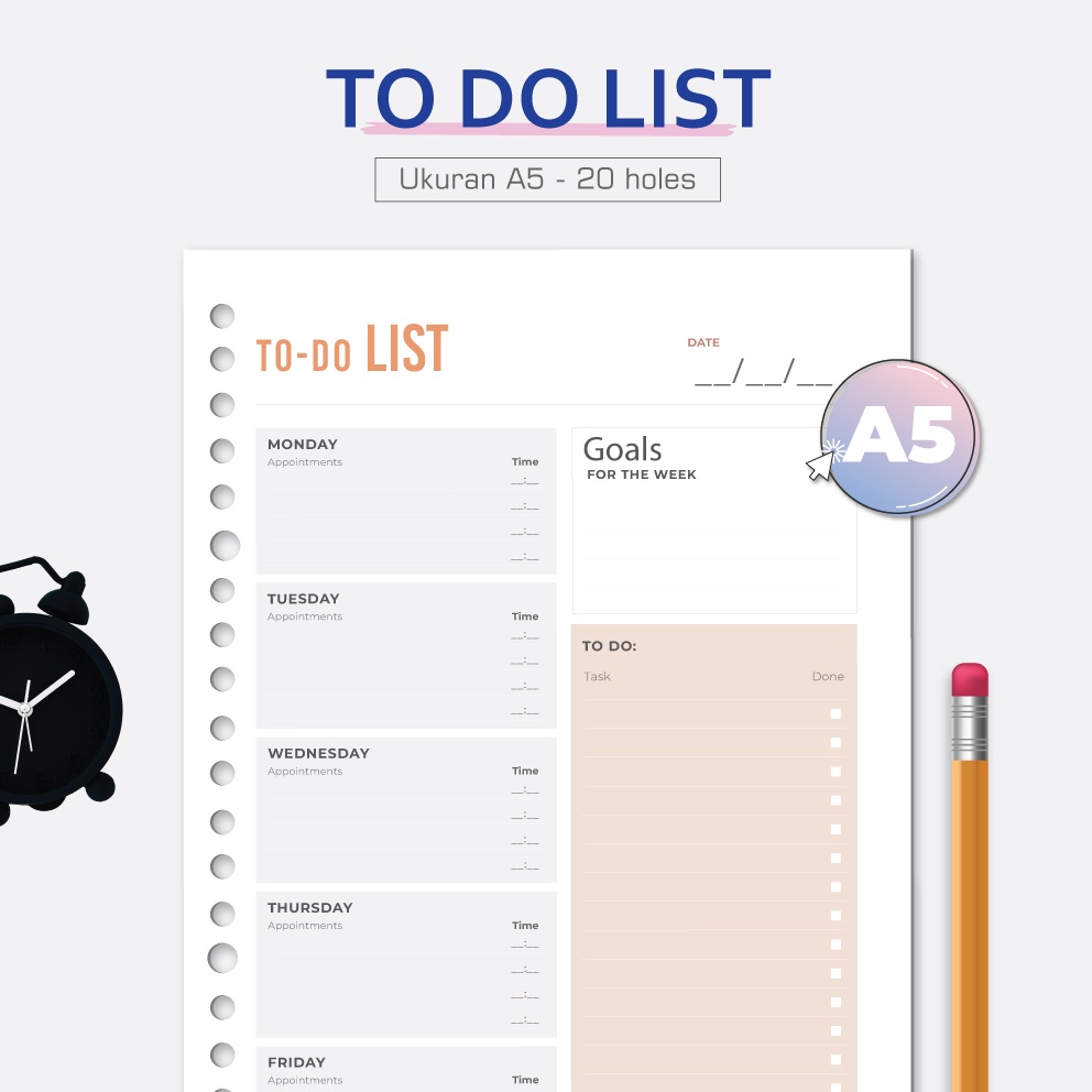 

Bukuqu Loose leaf A5 - L214 - To Do List - Kertas Binder