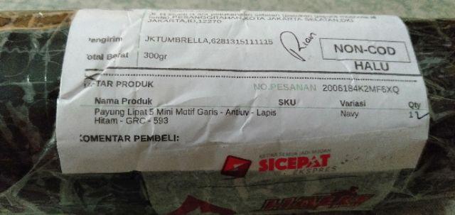 Payung Lipat 5 Mini Motif Garis - Antiuv - Lapis Hitam - Grc - 593