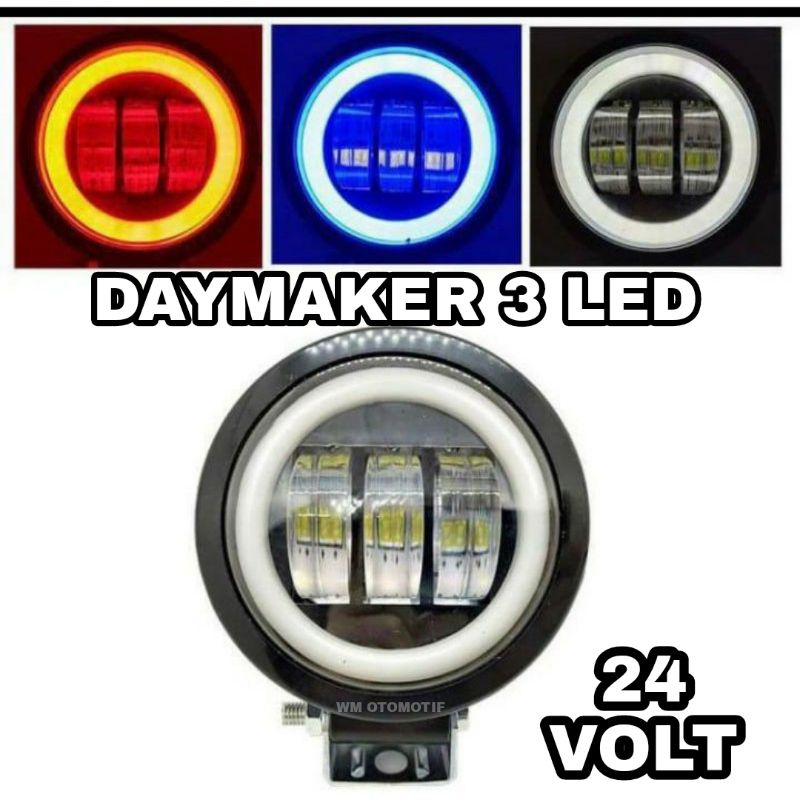 Lampu LED Tembak CWL 24 Volt Truk Bus Fuso Daymaker Mini 3 Mata Angel Eye 4D Lens Sorot Tronton Canter Box L300 Truck Motor Mobil Bulat Kotak Offroad Cutoff Waterproof Worklight Light Bar Cree