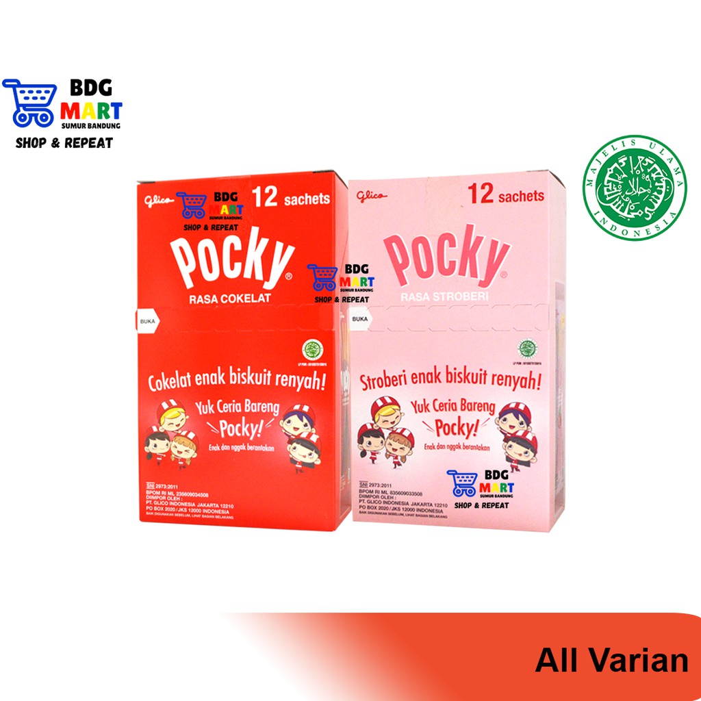 

VARIAN BOX SACHET Pocky Kue Biskuit Stik Lapis Krim Coklat Strawberry Halal