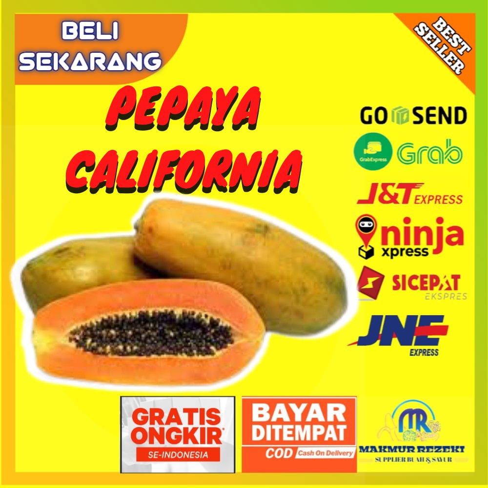 Jual Buah Pepaya California Calina Lokal Manis Segar Matang Harga Per Buah Ukuran 12 15 Kg 