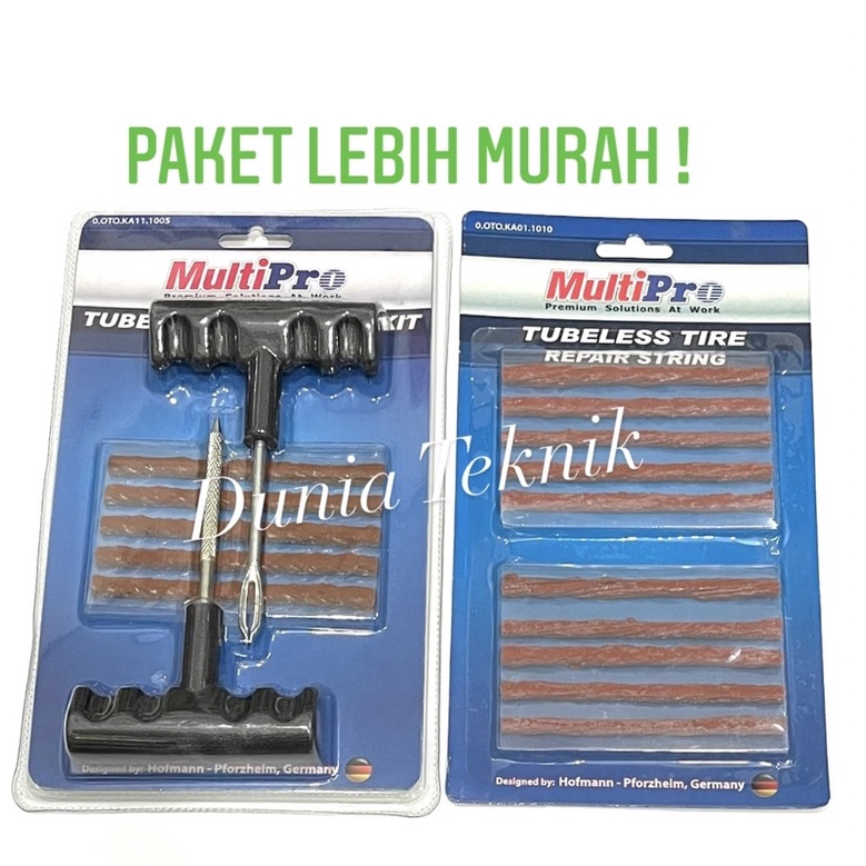 MULTIPRO Alat Tambal Ban Tubles Paket Murah Alat Tambal Ban Tubbles Tubless Tire Repair Kit dan Lem 