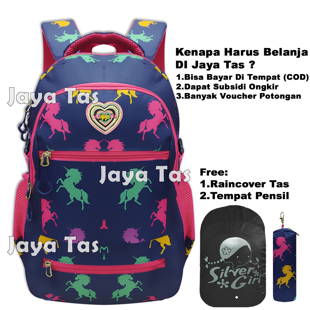 Tas Ransel Anak Perempuan Tas Sekolah Alto Silver Girl Original Unicorn JT1545 Gratis Pencil Case Da