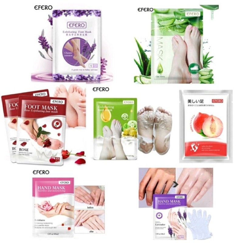 Efero Foot &amp; hand Mask Peeling Exfoliating Masker Kaki Tangan Mengangkat Sel kulit mati Perawatan Kaki Masker Kaki 1 Sachet Mask Foot efero