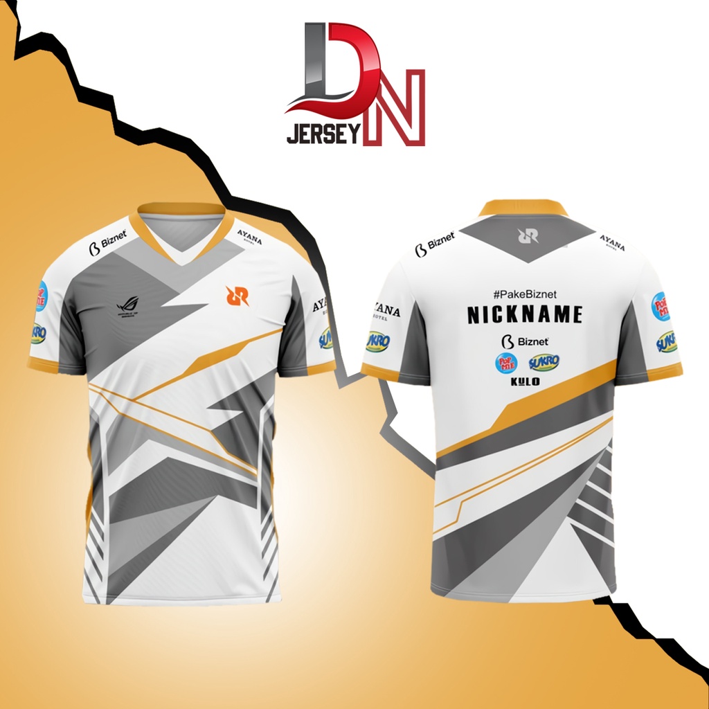 JERSEY BAJU KAOS RRQ PUTIH 2021 TERBARU GAME MOBILE LEGENDS ML FREEFIRE FF AOV PUBG (FREE NICKNAME)