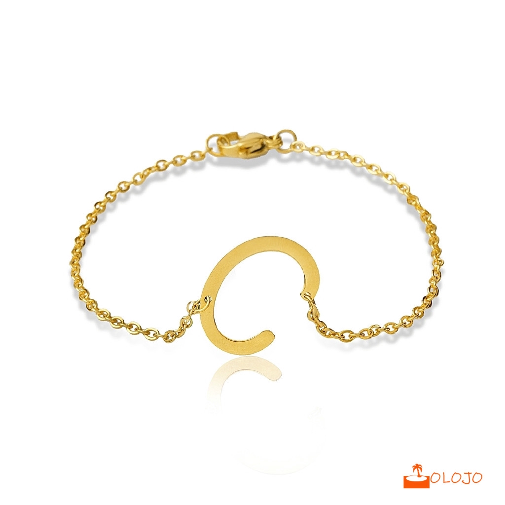 OLOJO  100% Gelang Titanium Gelang Huruf 26 Huruf Untuk Gelang Wanita Bracelet(Silver Color)