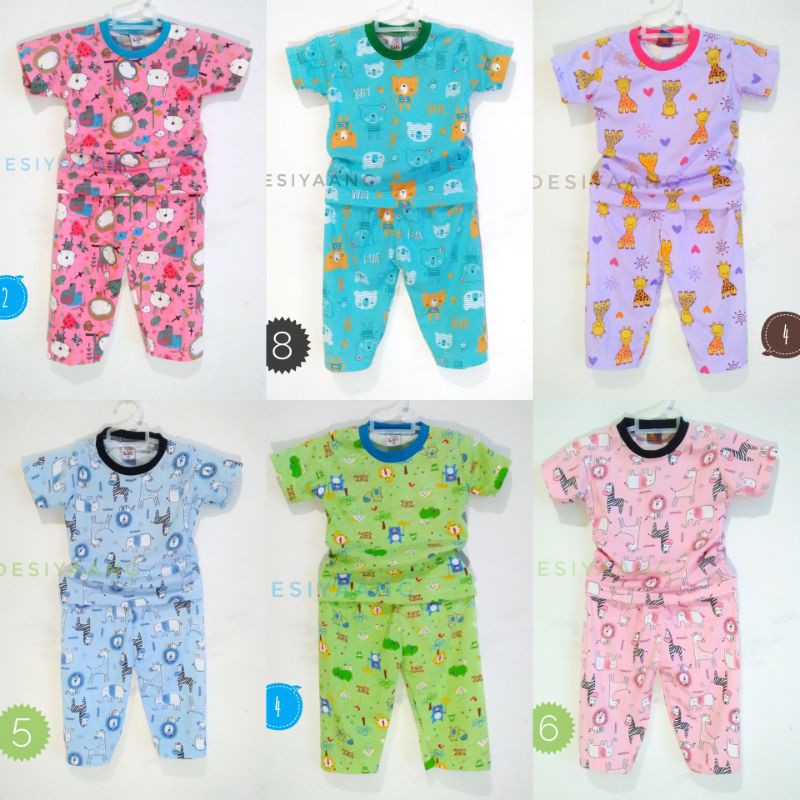 Piyama Anak Qkids Size Xs(5-18 bulan) Lengan pendek Celana Panjang