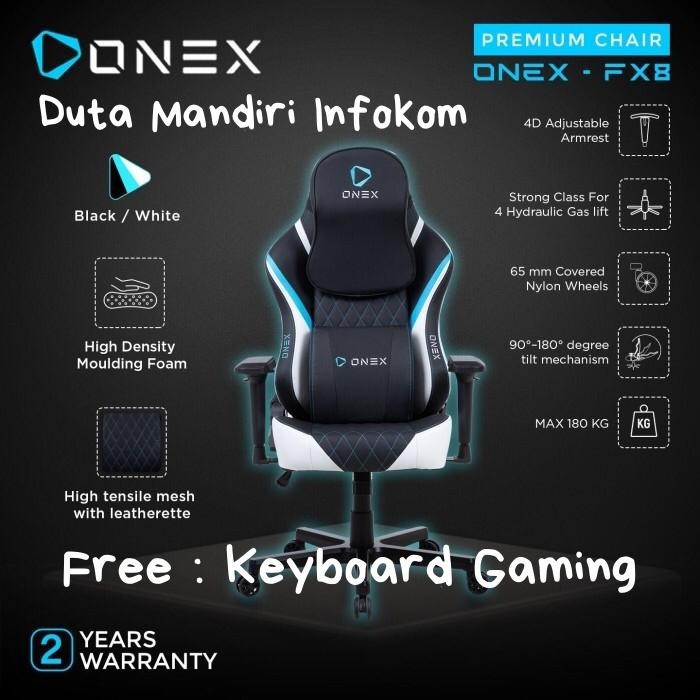 Jual Onex FX8 Premium Quality Sporty Gaming Chair - Kursi Gaming - Blue ...