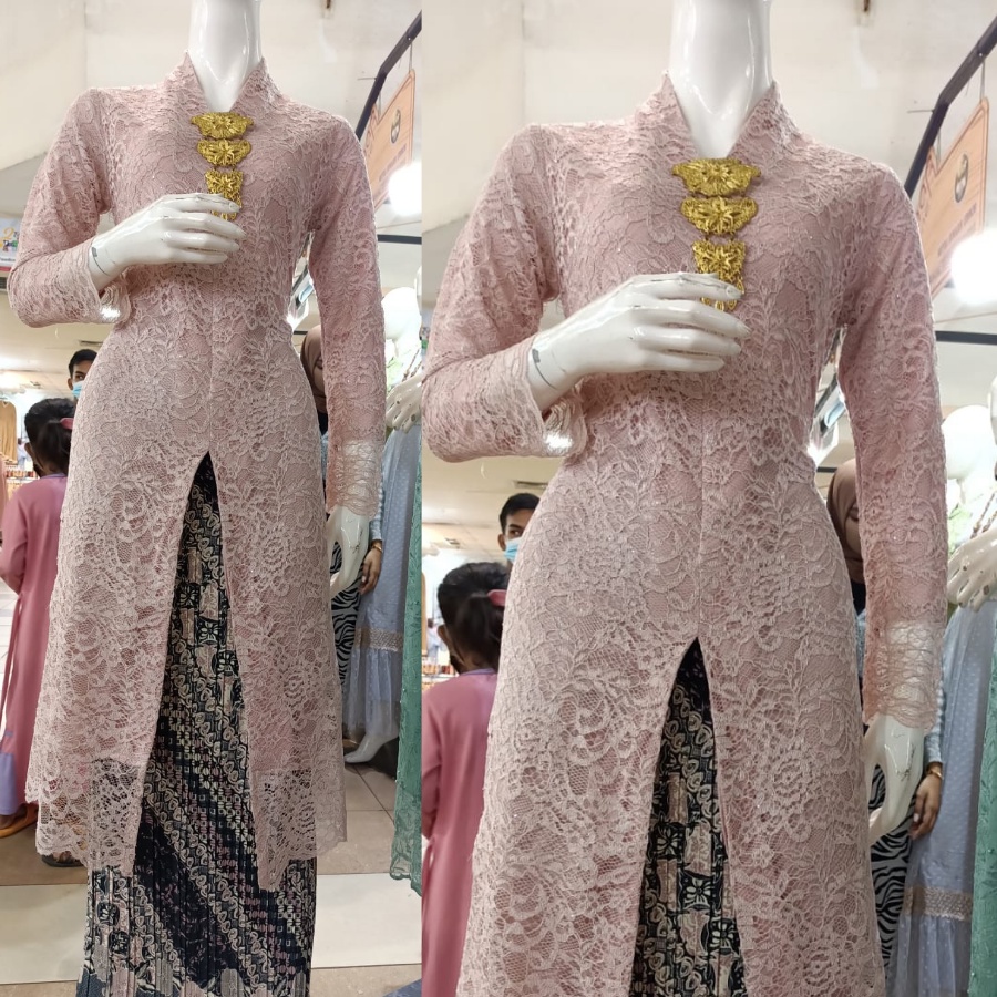 Satu setel kebaya moderen bahan tulle lengan panjang ukuran m l xl xxl-4