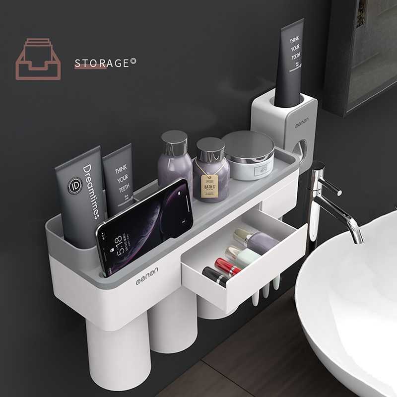 Terlariss !! BATHE PROJECT Rak Gantung Kamar Mandi 2 Cup + Holder Smartphone