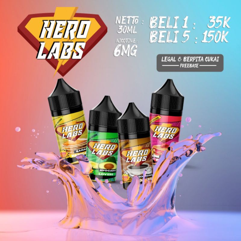 Terlaris Liquids murah Hero Labs 3MG/6MG 30ml