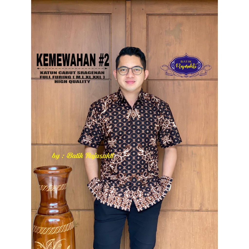 batik solo pria lengan pendek furing murah modern BATIK M L XL XXL BAJU PREMIUM BSO OFFICIAL