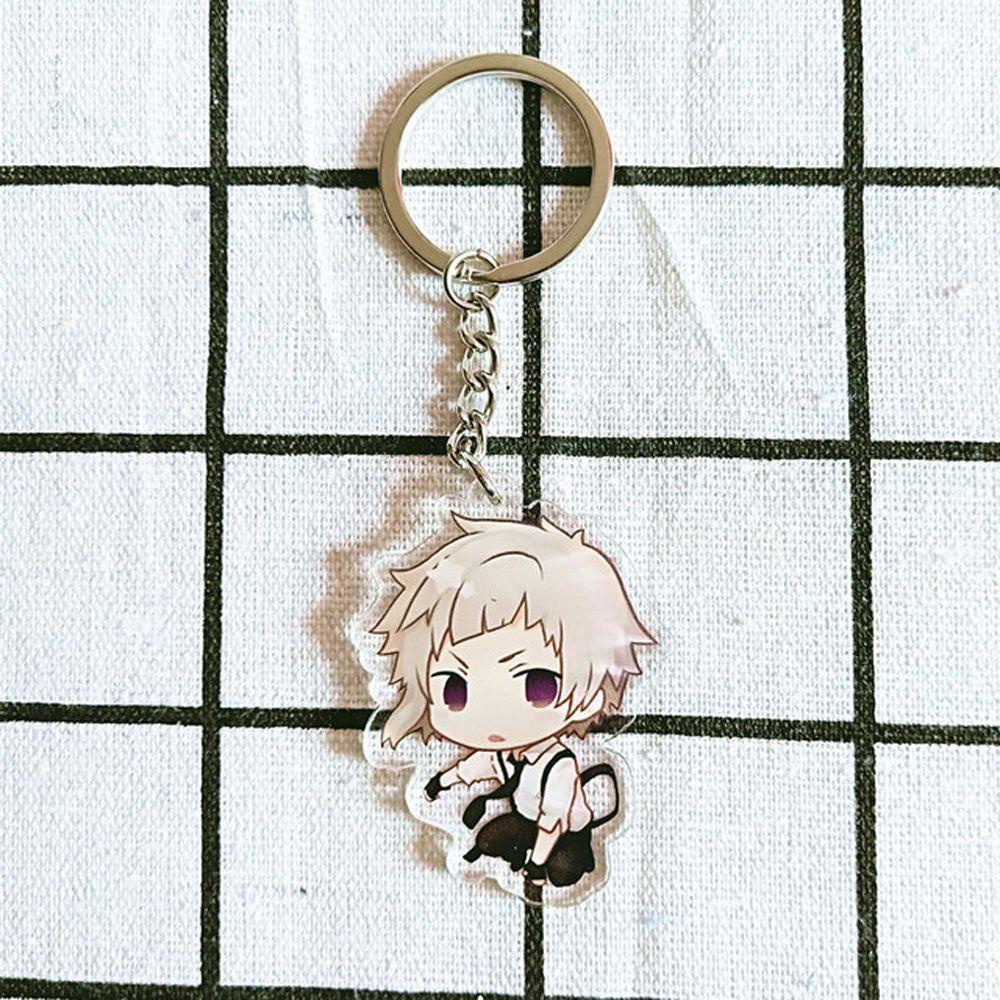 [Elegan] Bungo Stray Dogs Keyring Aksesoris Anime Dua Sisi Liontin Jepang Kartun Key Rings