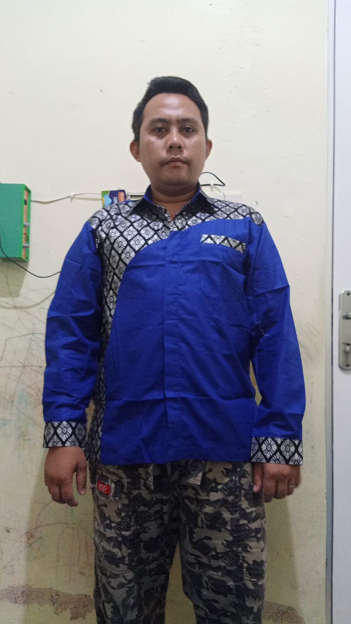 Batik Kemeja Lengan Panjang Kombinasi Slempang Baju Seragam Kantor Alkhalis