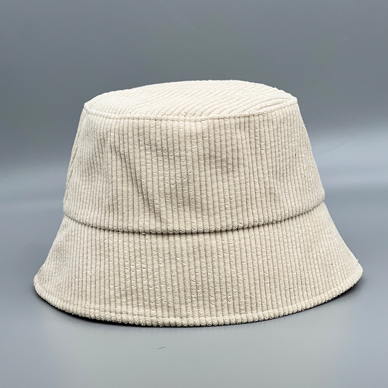 Topi Bucket Corduroy Motif Garis-Garis Untuk Wanita