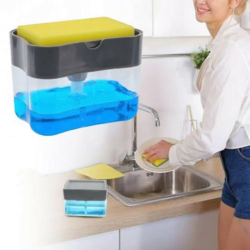 Dispenser Sabun Spons Spon Cair Cuci Piring Sikat Kran Rak Dapur Wadah Tempat Sabun Soap Pump Serbaguna Multifungsi Magic