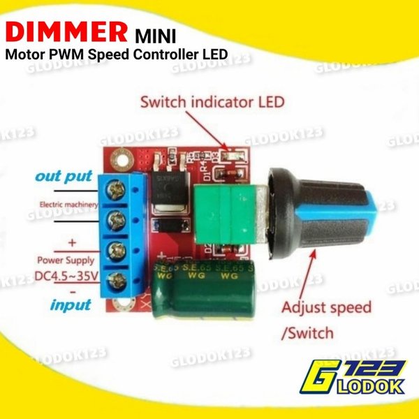 Dimer Dimmer Mini DC Motor PWM Speed Controller 5A 90W 4.5V-35V LED