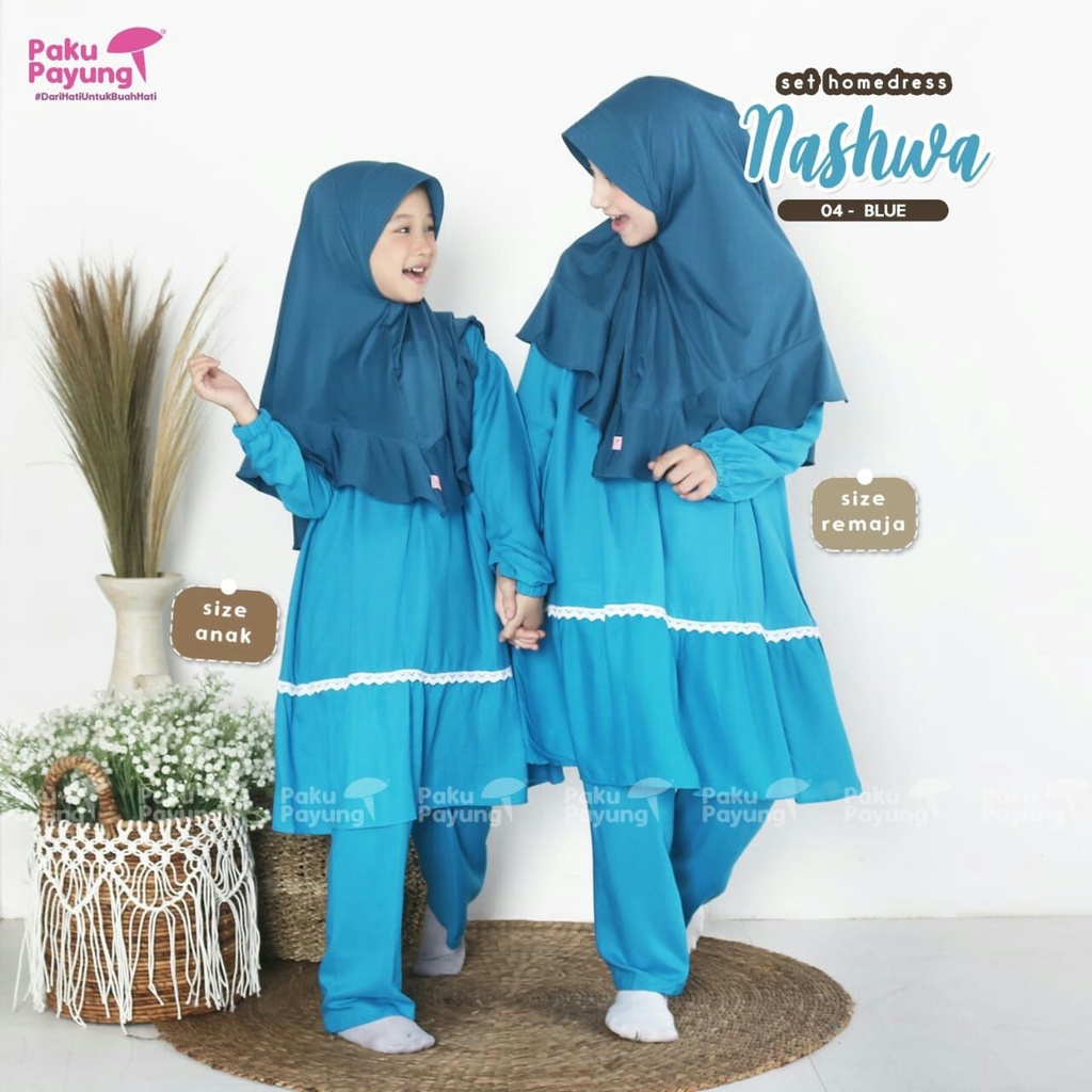 Tunik Oneset Rayon Setelan Jilbab Anak Muslim Perempuan Terbaru 4th -8th Nashwa Series Ori by PPC Pa