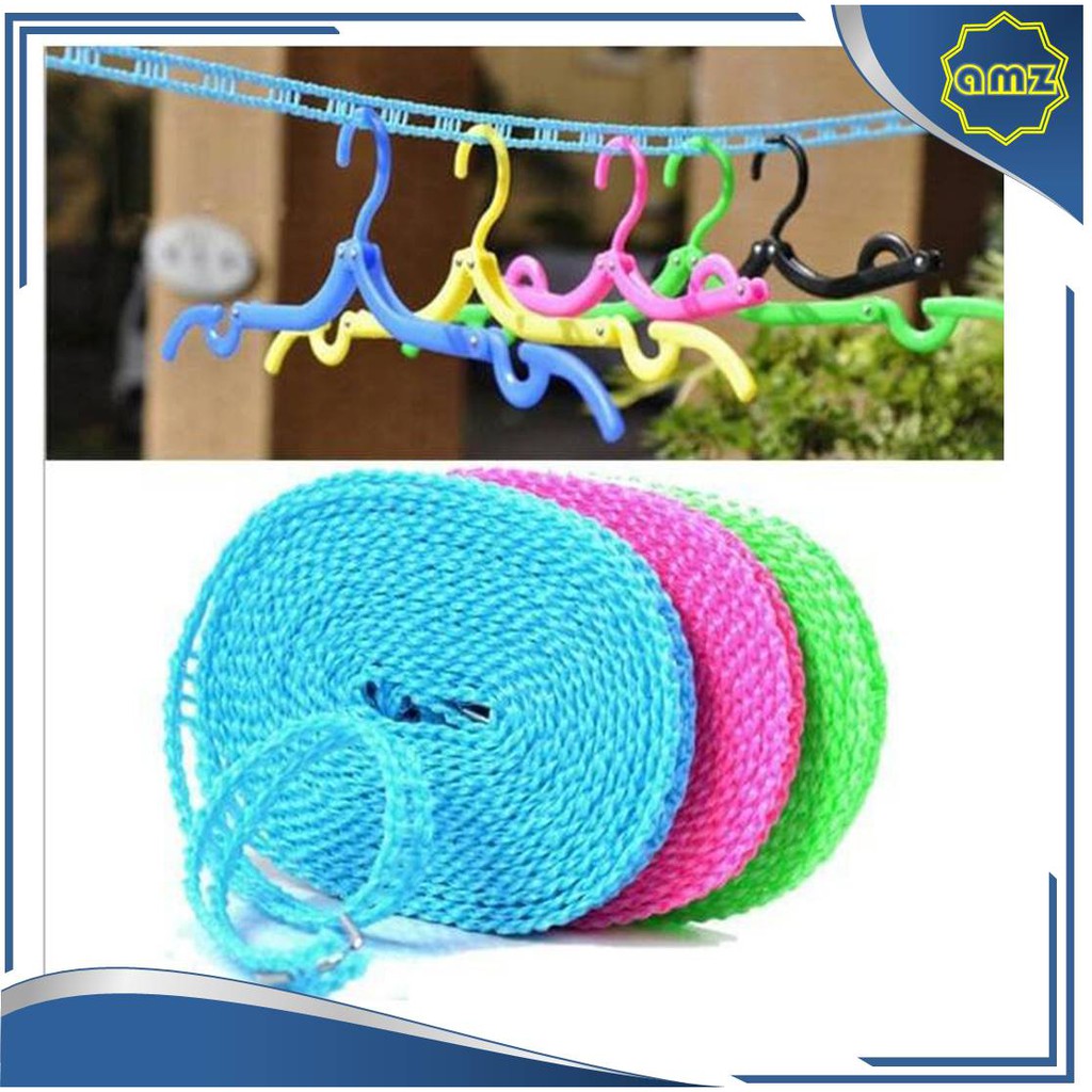 Tali Jemuran Baju Portable 5 Meter Tali Jemuran Hanger Tali Jemuran Gantungan Baju Praktis