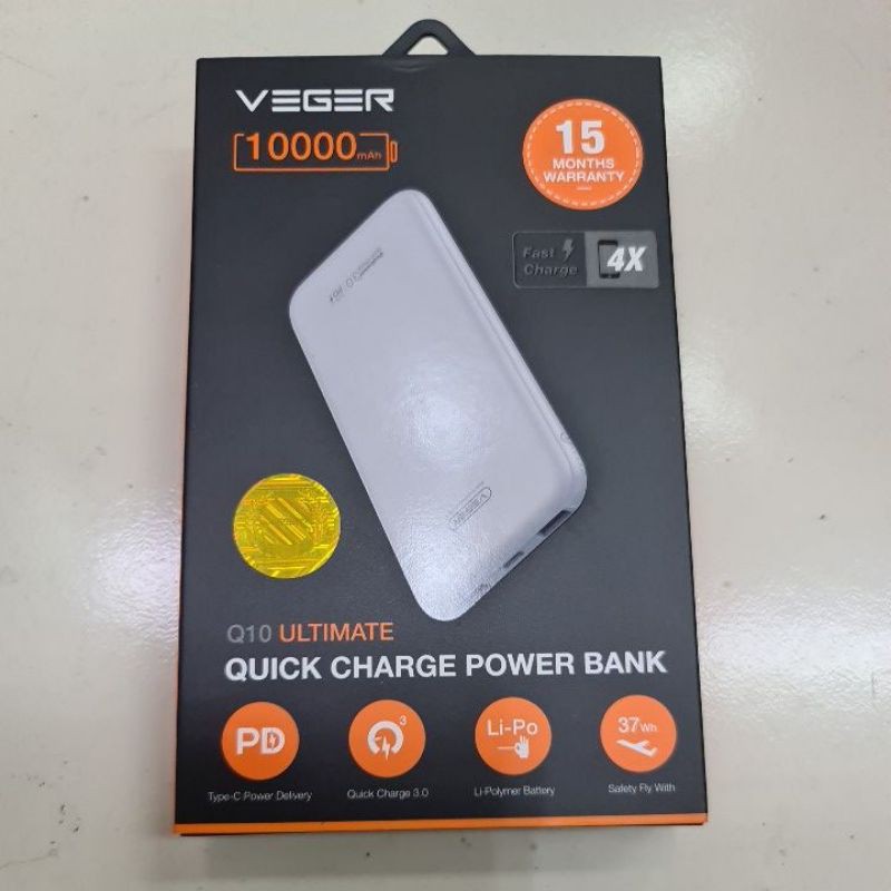 Powerbank VEGER ULTIMATE Q10 QUALCOMM QUICK CHARGE 3.0 10000mah 100% real Fast Charge