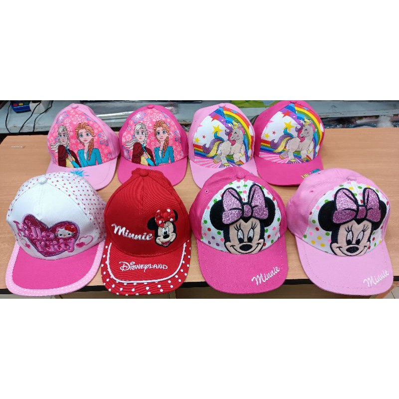 Topi anak perempuan / cewek karakter umur 2 - 7 tahun.