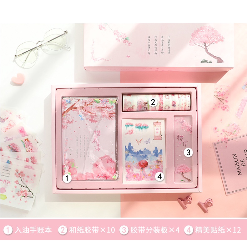 Kreatif Cherry Blossom Buku Hadiah Hadiah Set Konstelasi Mahasiswa Notebook Hadiah Buku Diary Notepad