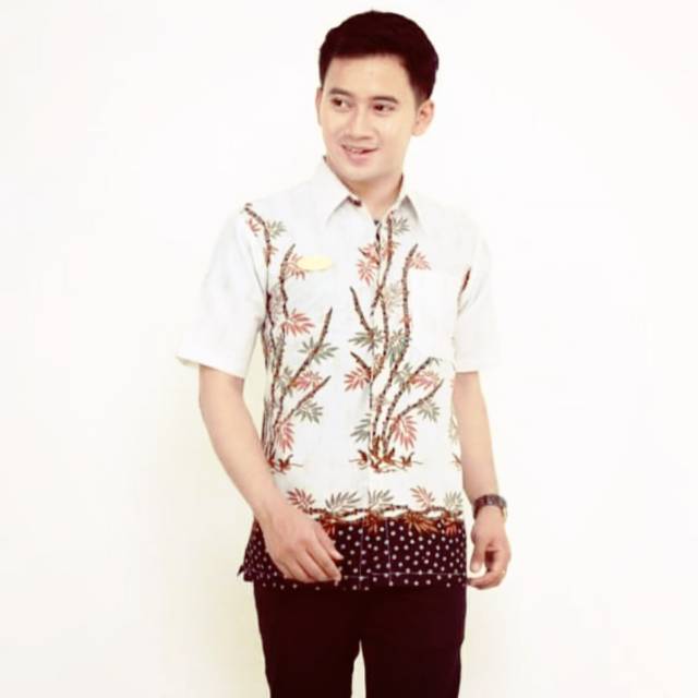 KEMEJA BATIK PRIA MOTIF BAMBU PUTIH