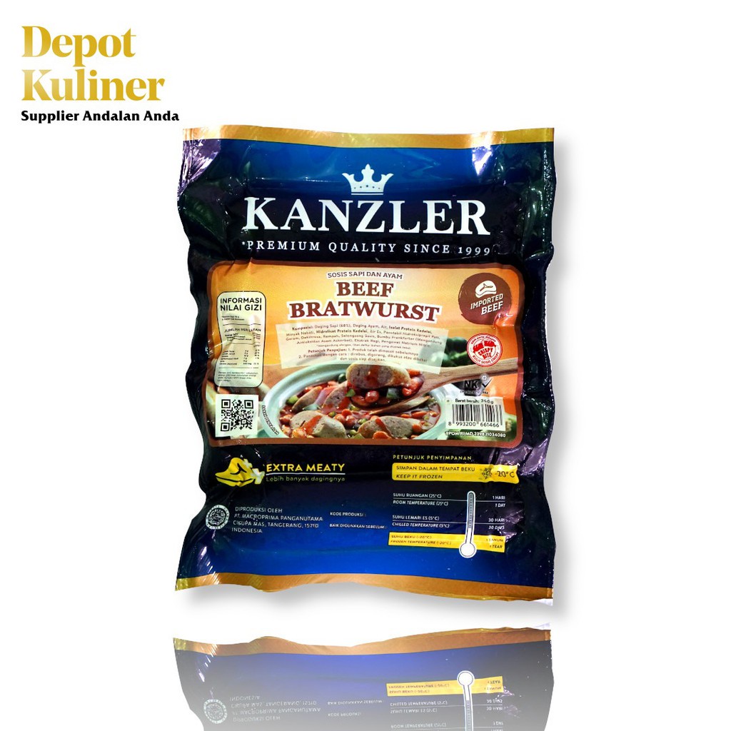 Sosis Sapi Kanzler Beef Bratwurst 360 GR