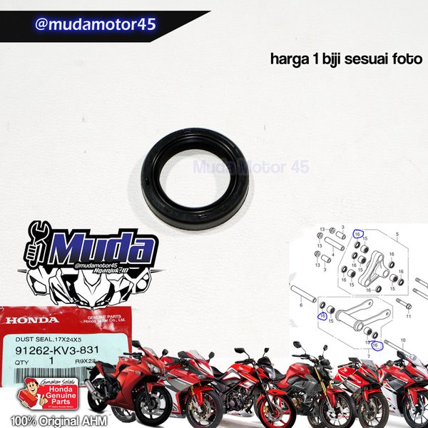 SEAL BOSH PRO LINK CBR250RR CBR150R CB150R 17X24X5 91262-KV3-831 SIL KARET BOS PROLINK CB 150 CBR 25