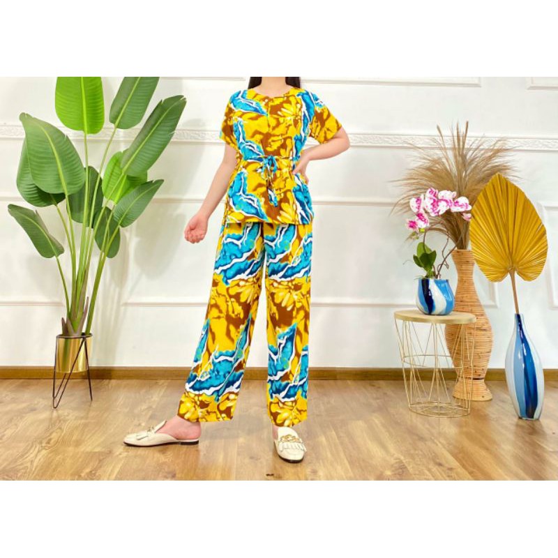 SETELAN CELANA PANJANG KENCANA UNGU / PIYAMA CELANA PANJANG / SETELAN KENCANA UNGU