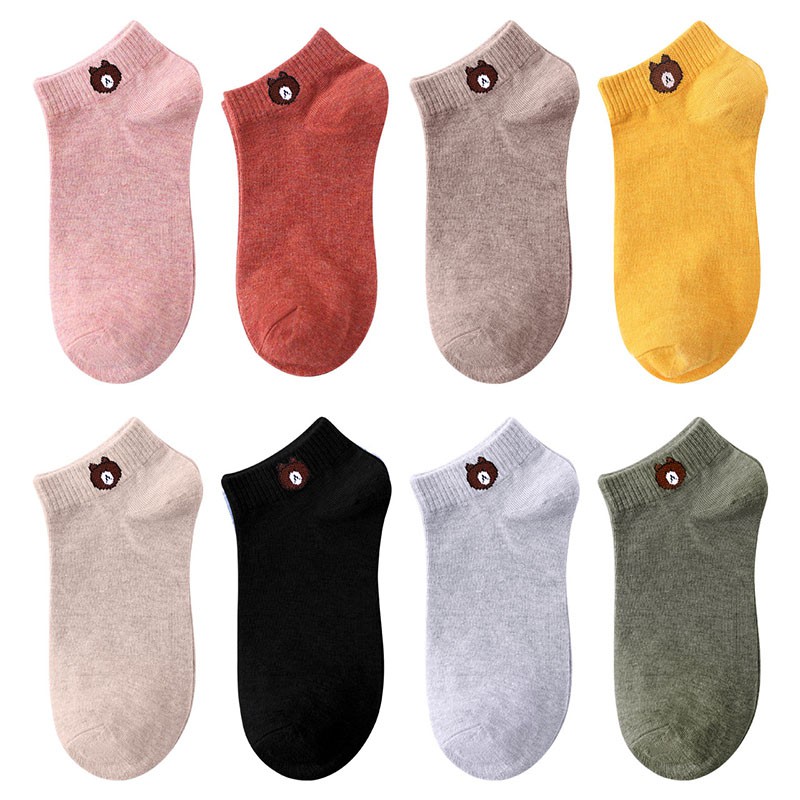 ELFYDO D070 Kaos Kaki Ankle Dewasa Kaus Kaki Motif Brown Bear Karakter Beruang Korea Unisex Murah-3