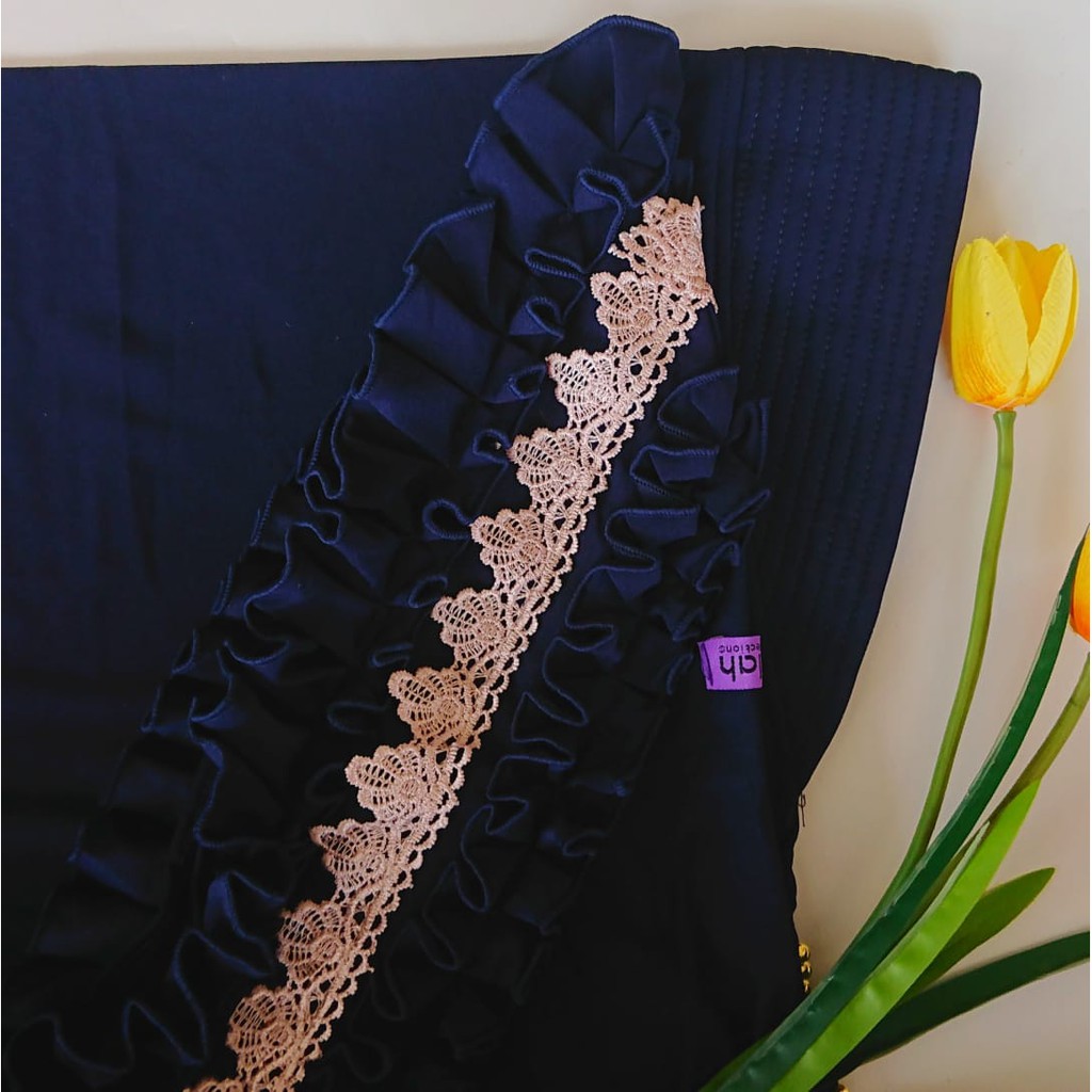 Jilbab Instan Rempel Gotik Prada Premium/Hijab Harian Rempel Depan Jersey Super Premium Daura-Navy