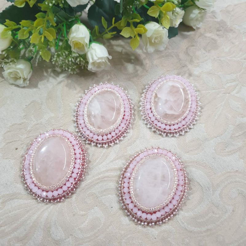 Poes Craft Bros Batu Cabochon Simpel Kristal Besar Asesoris Hijab Kebaya
