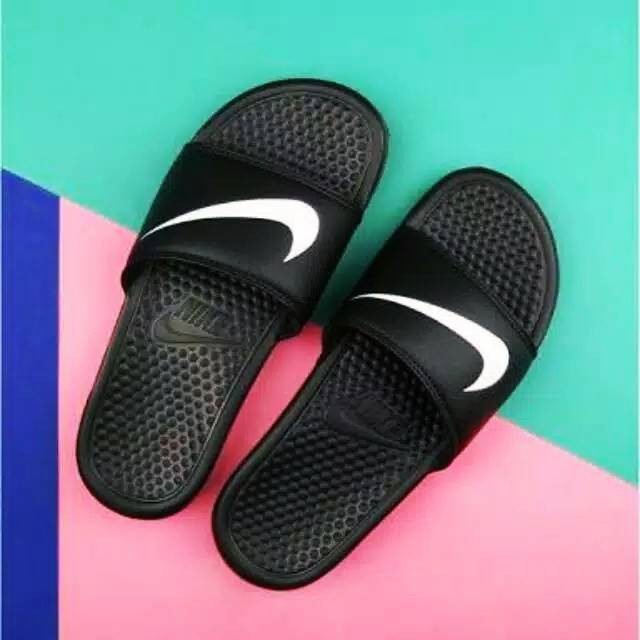 Sandal Pria Tahan Lama Outdoor Kasual Santai Sandalpria Nike Slide Black White