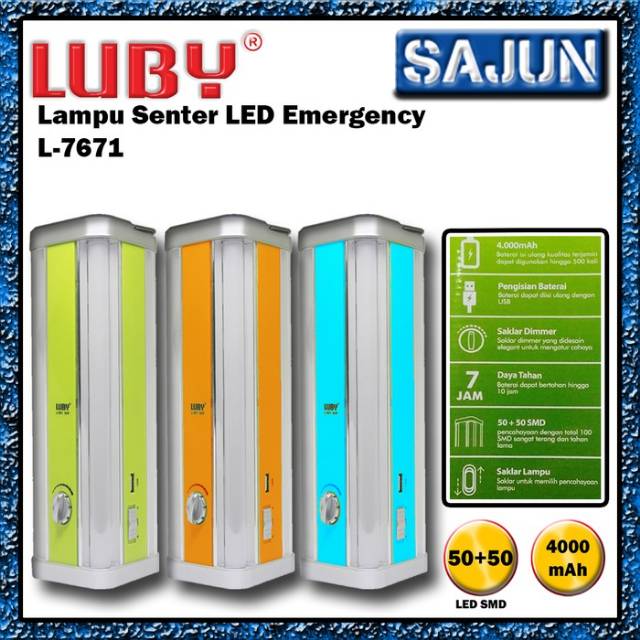 Lampu Emergency Luby 7671 Rechargeable LED emergency lamp
