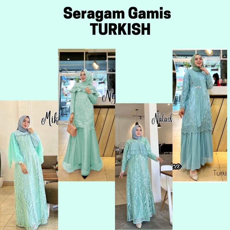 SERAGAM BUSANA MUSLIM GAMIS WANITA TERBARU GAMIS MINT HIJAU MUDA BRIDESMAIDS GAUN PESTA MUSLIMAH