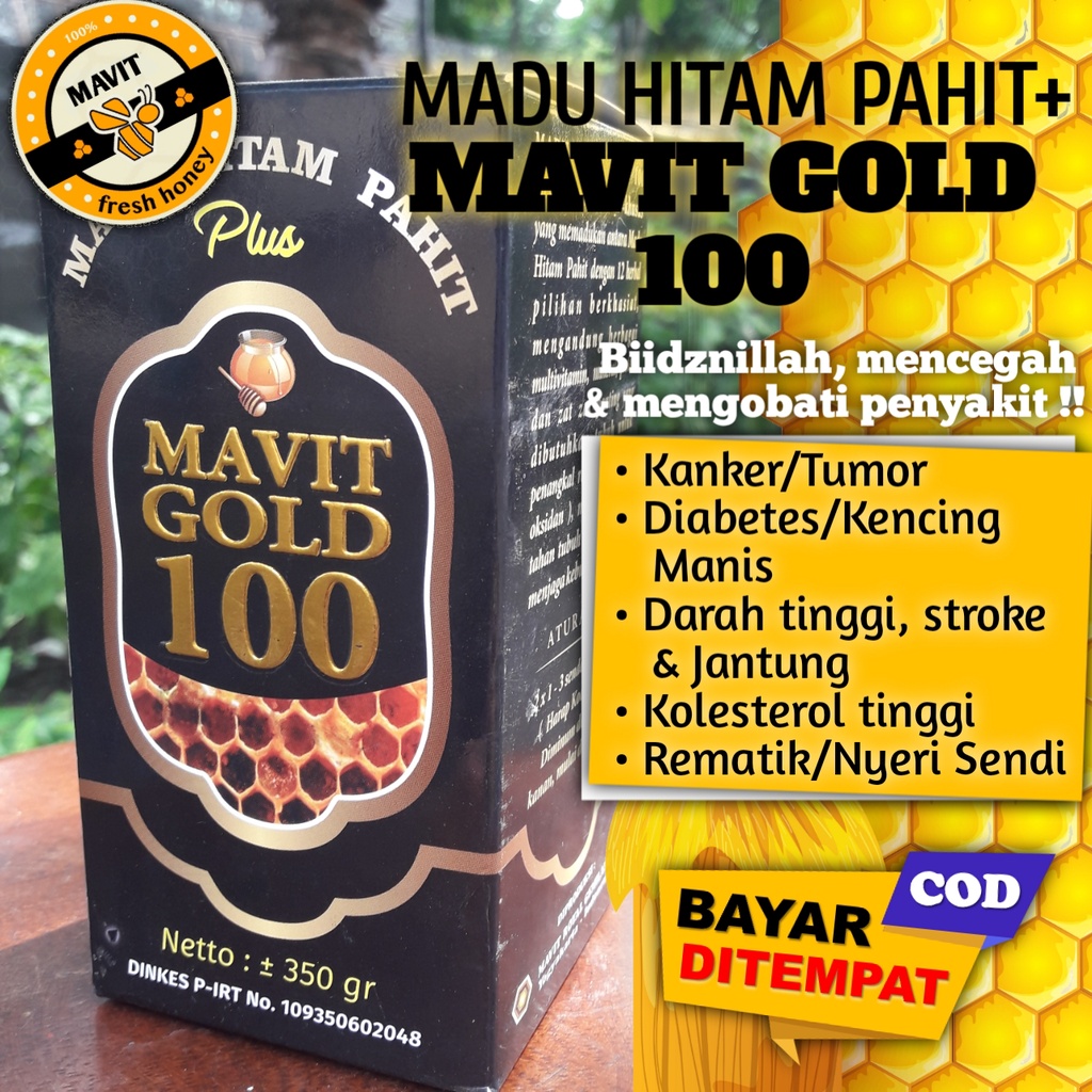 

MADU MAVIT GOLD 350gr MADU BLACK GOLD 100 Madu Hitam Pahit 350gr/ ATASI Kanker - Tumor - Diabetes - Kencing Manis - Darah Tinggi - Stroke Dan Jantung - Kolesterol Tinggi - Rematik - Nyeri Sendi - Asam Urat - Lemah - Letih dan Loyo GROSIR & ECER
