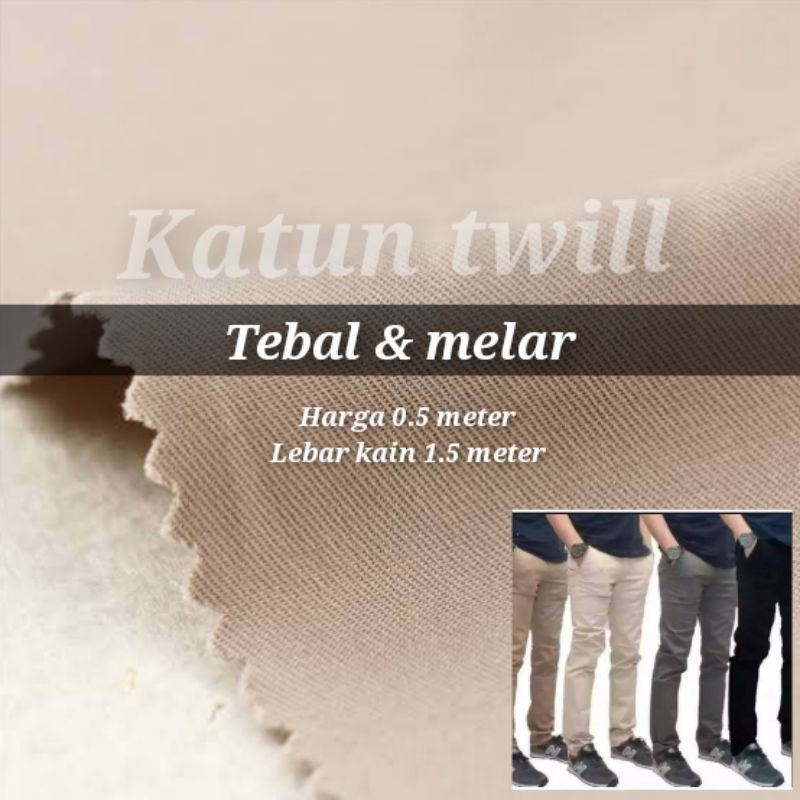 Kain Katun Twill Stretch Italy / Bahan Celana Chinos / Cotton Twill